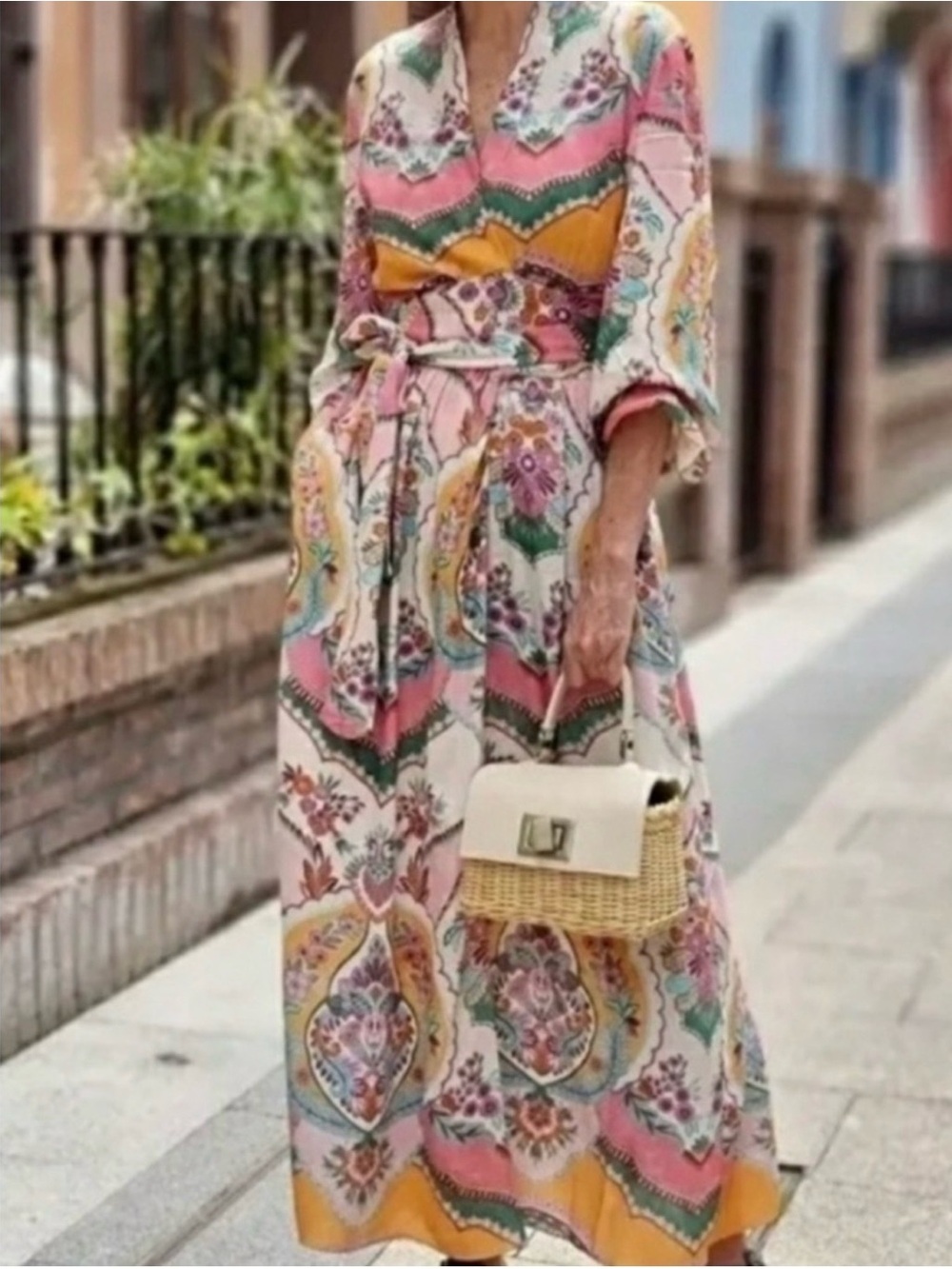Zara Paisley Floral Maxi Wrap Dress Size Medium Lightweight Boho Vacation